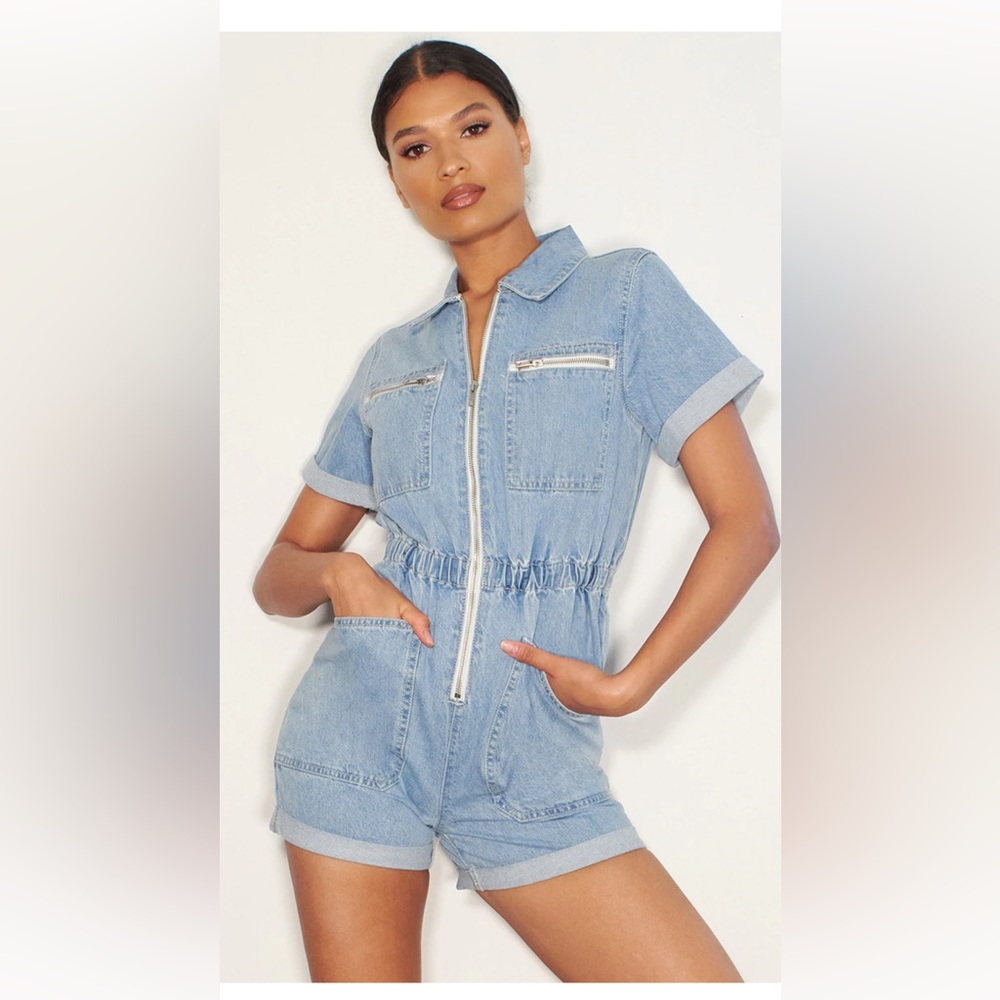Redial/ Pretty little thing denim romper - medium
